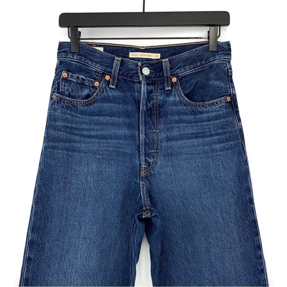 LEVI'S Premium Ribcage Straight Ankle Jean Blue Denim 27 - Picture 2 of 11